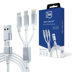 3MK Hyper Cable  3w1 USB-A/USB-C - USB-C/Micro/Lightning 1.5m