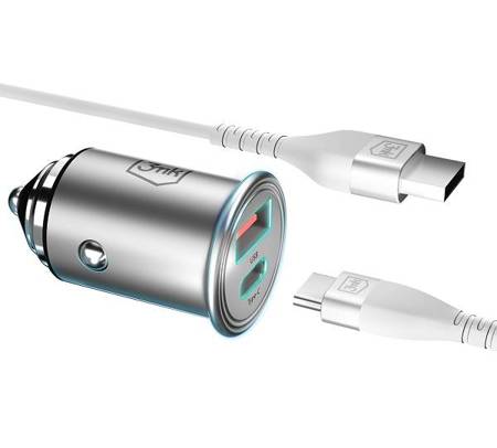 3MK Hyper Car Charger 30W Power Delivery - 1X USB-A + 1X USB-C