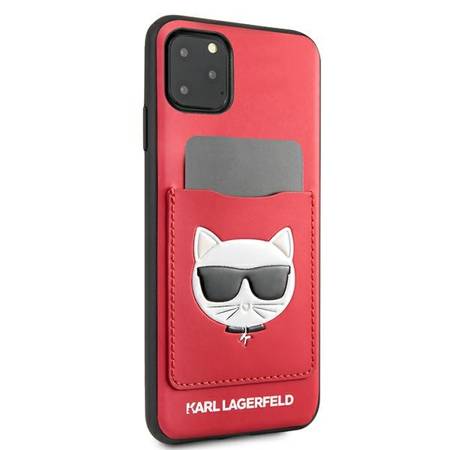 Etui Karl Lagerfeld iPhone 11 Pro Max Hardcase Czerwony Choupette Head Cardslot