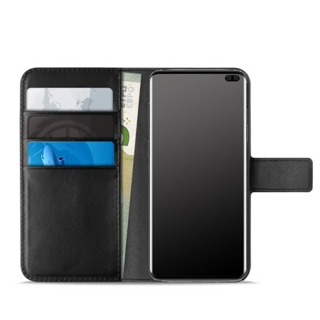 Etui PURO Booklet Wallet Case Samsung Galaxy S10 Plus z kieszenią na kartę + stand up - czarne