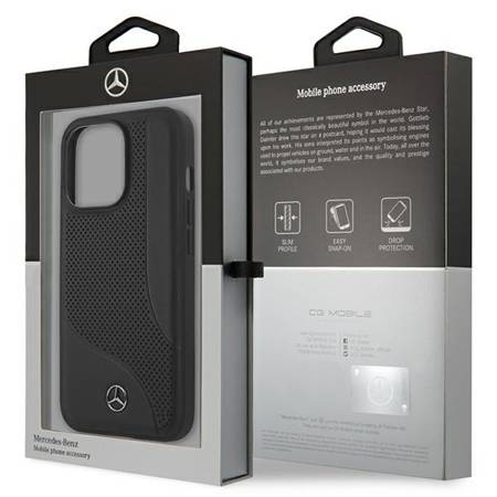 Mercedes iPhone 13 Pro Max 6,7" Czarny/Black Hardcase Leather Perforated Area