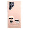 Karl Lagerfeld Silicone Ikonik Karl & Choupette - Etui Samsung Galaxy S22 Ultra (Pink)